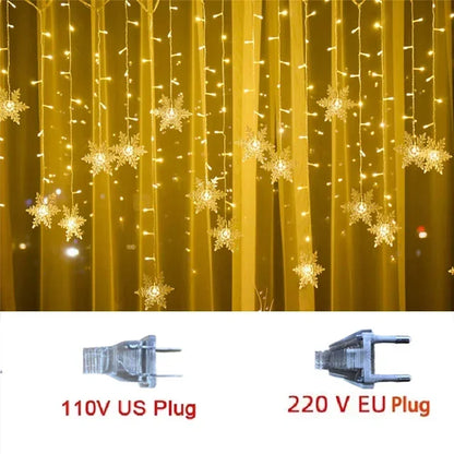 Christmas Decorations 2024 Snowflake Lights Flashing 8 Modes EU-Plug