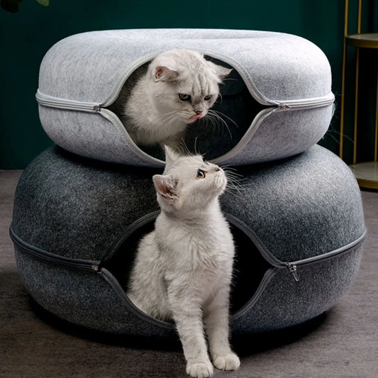 Donut Cat Bed Interactive Tunnel