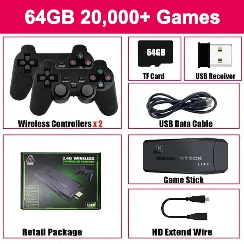 Video Game Console 2.4G Double Wireless Controller Game Stick 4K 20000 Games